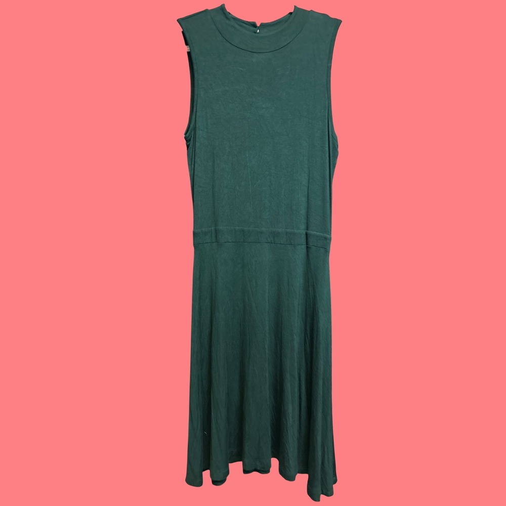 New York & Company Dress Women Small Green Sleeveless Mock Neck Fit & Flare
